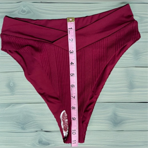 L*Space L Space Bitsy Cut Ribbed Bikini Bottoms In Cabernet SZ SP NWOT - Picture 4 of 11